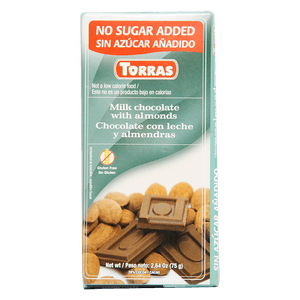 Chocolatina Torras Chocolate Leche y Almendras Sin Azúcar x 75 gr