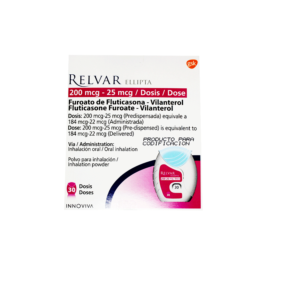 Inhalador Relvar Ellipta 0mcg 25mcg X 30ds Locatel Colombia Locatelcolombia