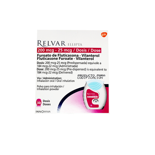 Inhalador Relvar Ellipta 0mcg 25mcg X 30ds Locatel Colombia Locatelcolombia