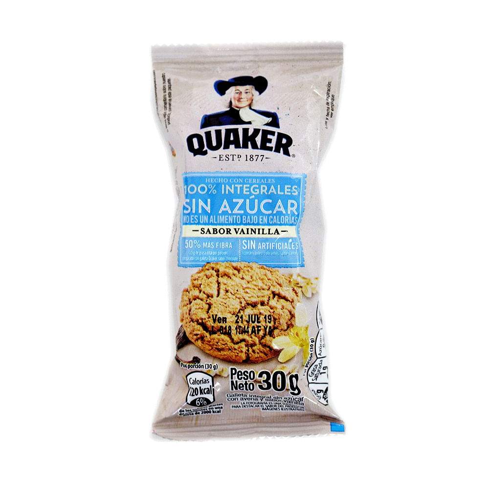 Galletas Quaker Vainilla Sin Azucar X 30G Locatel