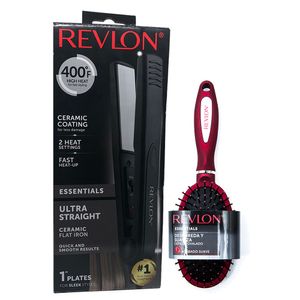 Kit Plancha Revlon Ceramic Flat + Cepillo Ovalado