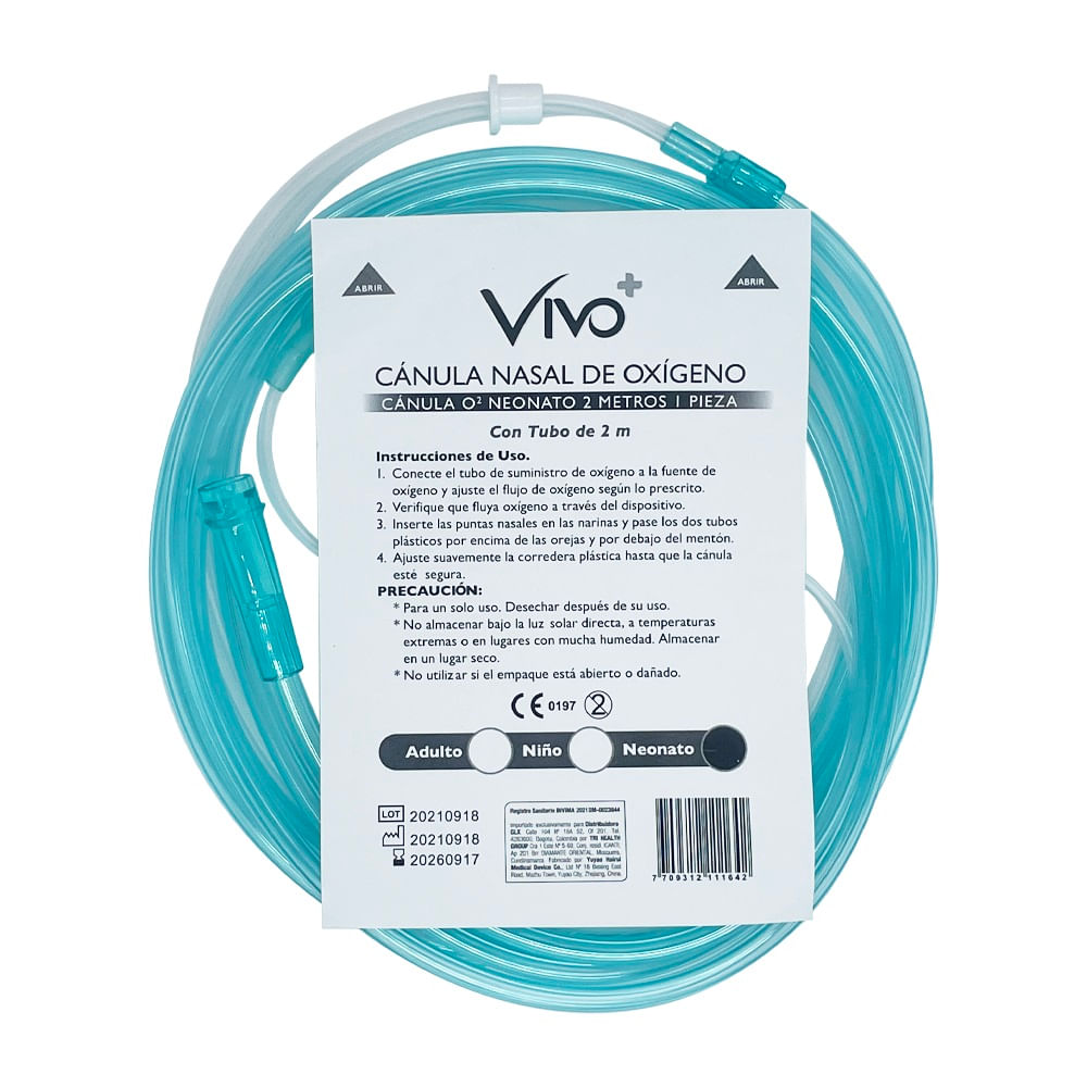 Canula Nasal De Oxigeno Vivo+ Neonato 2 Metros