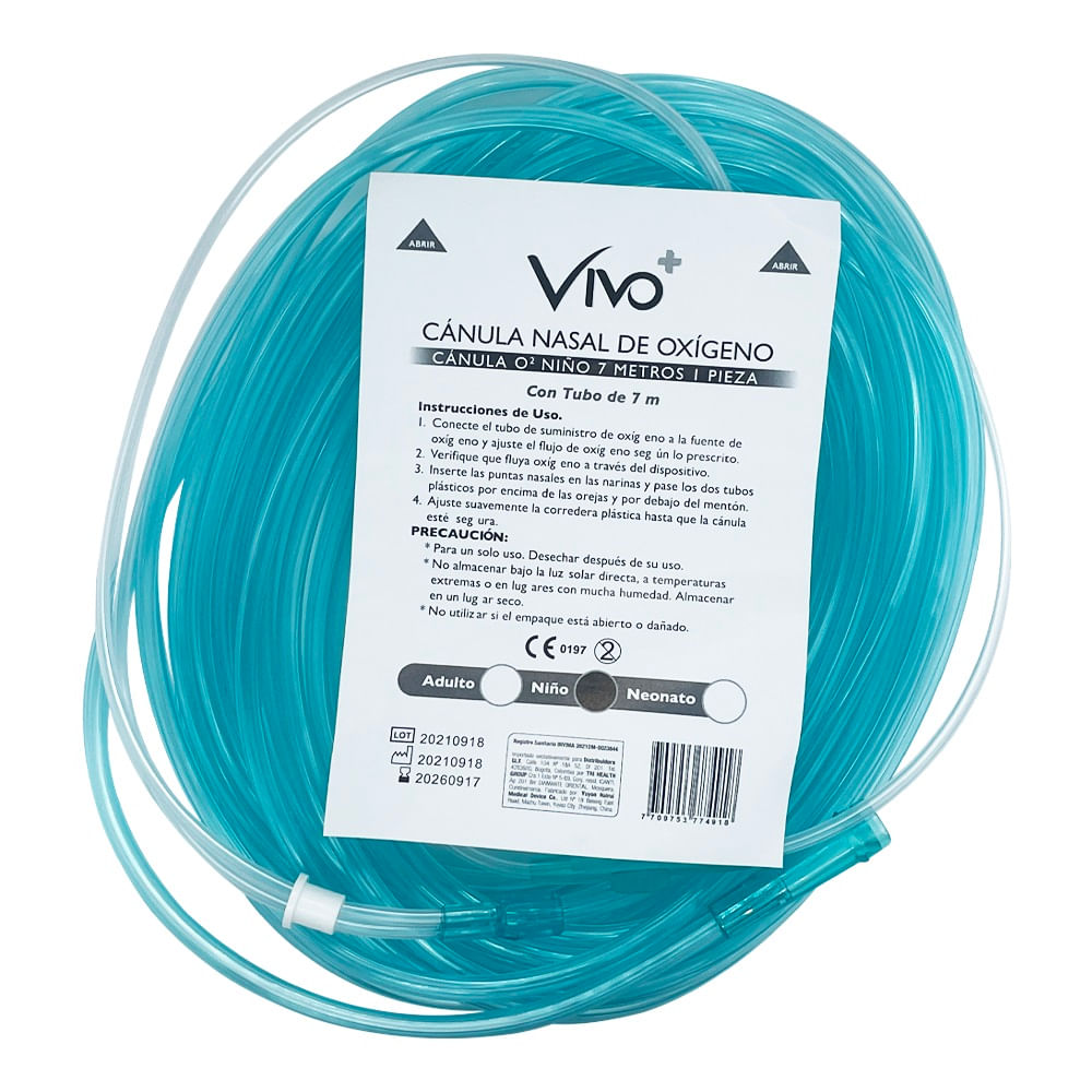 Canula Nasal De Oxigeno Pediatrica Vivo+ 7 Metros