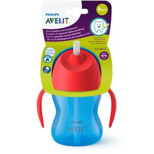 Vaso Pitillo Avent Azul 9m+ X 7oz