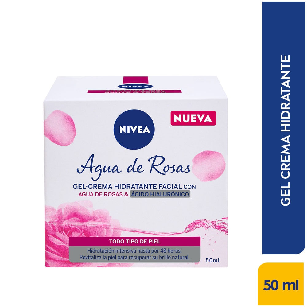 Gel Crema Nivea Agua Rosas Acido Hialuronico X 50Ml