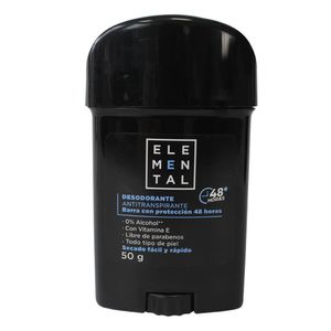 Desodorante Barra Antitranspirante Elemental Hombre 48H Vitamina E X 50g