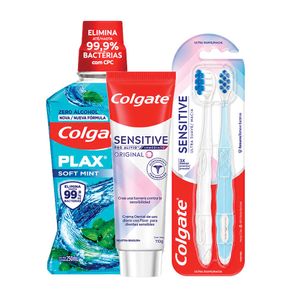 Combo Colgate Sensitive Pro Alivio + Cepillo Ultra Suave + Plax Soft Mint 250Ml