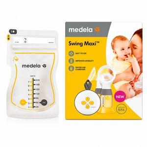 Combo Extractor de Leche Eléctrico Medela Doble Swing Maxi + Bolsas Medela Almacenadoras de Leche Materna