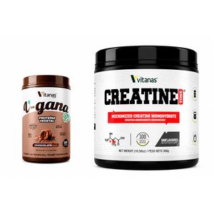 Combo Proteína Vegetal Vitanas V-Gana Pro Chocolate + Creatine Vitanas Time Micronized