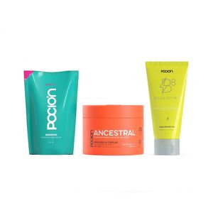 Combo Mascarilla Capilar La Poción Ancestral + Termoprotector La Poción B8 + Shampoo La Poción Refil