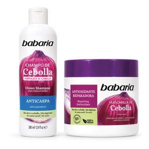Combo Shampoo Babaria Cebolla Anticaspa + Mascarilla Babaria Cebolla Antioxidante y Reparadora